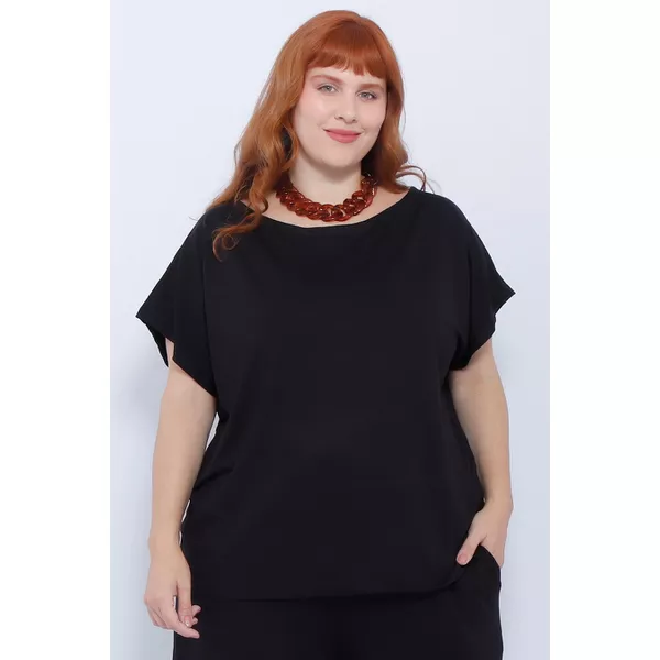 Blusa Malha Preta - Plus Size