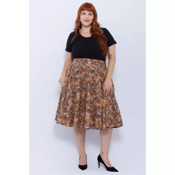 Saia Godê Algodão Onça- Plus Size