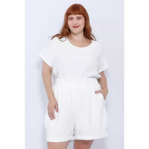 Short Viscose Off-White - Plus Size