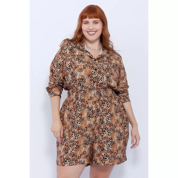 Short Viscose Estampa Onça - Plus Size