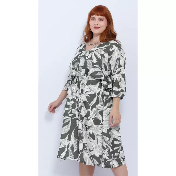 Vestido Viscose Estampa Verde Floral - Plus Size