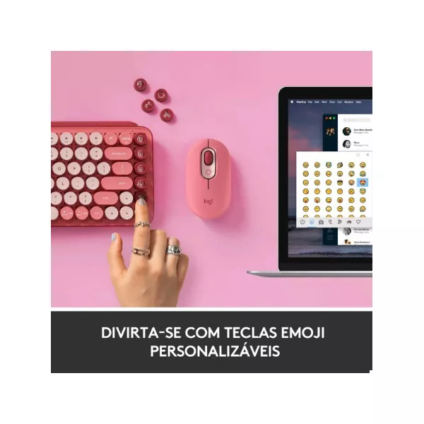 Teclado Mecânico Pop Keys Heartbreaker Sem Fio Rosa Logitech