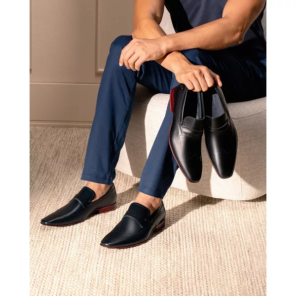 Sapato Social Loafer Armani Marinho Preto | DGalloni
