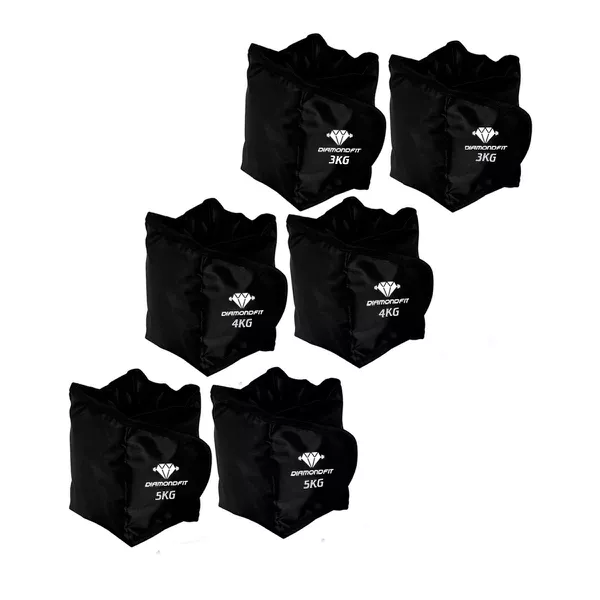 Kit 3 Pares de Caneleira de Peso Para Perna de 2kg 3kg 5kg Preto Reforçada