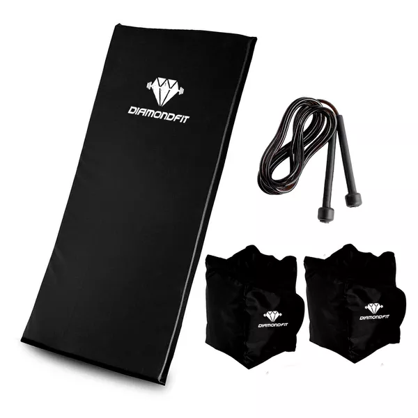Kit Treino Colchonete + Caneleira Tornozeleira 3KG + Corda de Pular