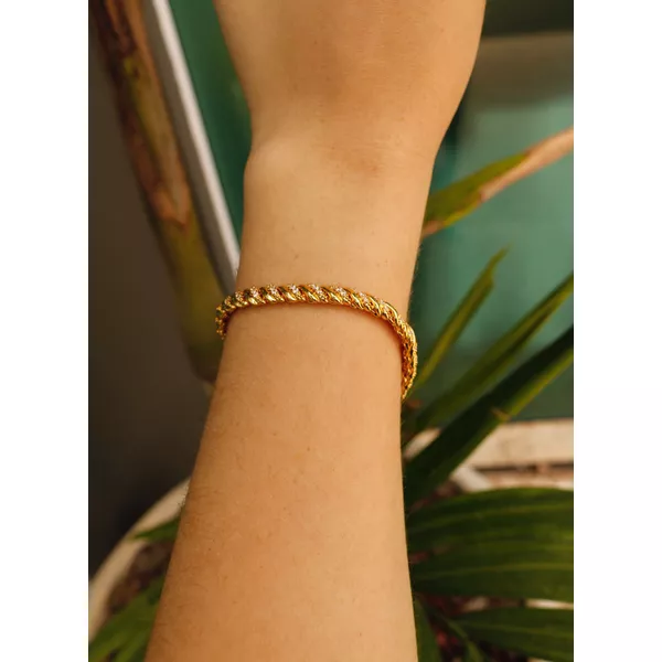 Pulseira Luxo Fecho joia com Zircônias em Banho de Ouro18K.