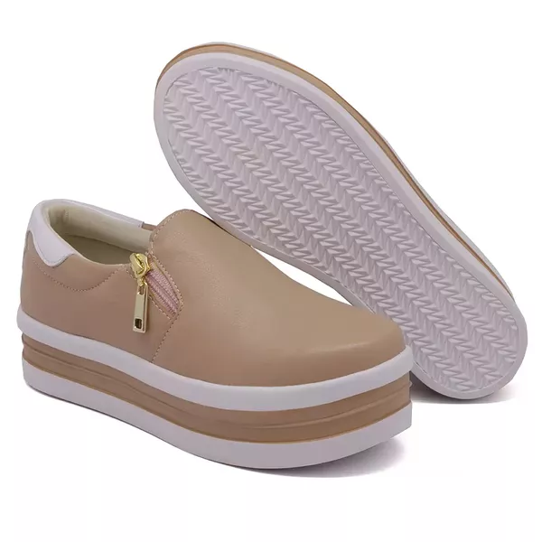 Tênis Feminino Dk Shoes Zíper Duas Cores Plataforma Rose | DK