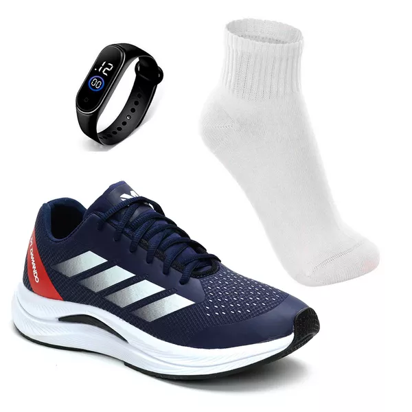 Tênis Masculino Esportivo Para Malhar Lançamento + Relógio + Meia 
