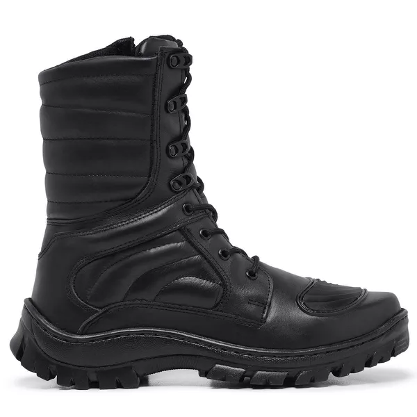 Coturno Bota Militar Couro Bovino Preto 500 Preto