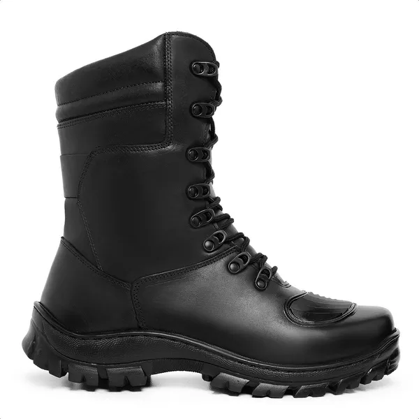 Coturno Militar Couro Bovino Bota Preto 502 Preto