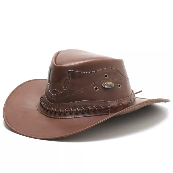 Chapéu Country de Couro Cowboy Rodeio Americano Cacau | Docvi Distribuidora