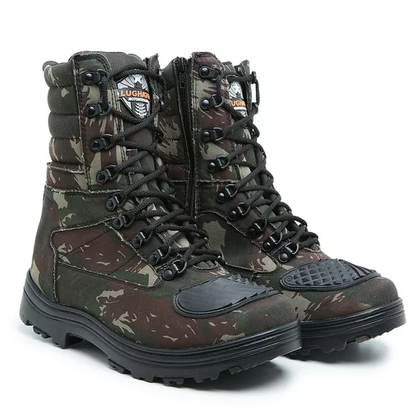 Coturno Militar Bota Tática Zíper Lughato 1907 Camuflado