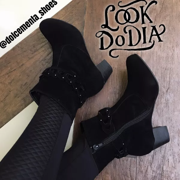 Bota Camurça Preta com Trançado - Dolce & Menta