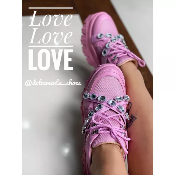 Tenis rosa pedras insp. Gucci - Dolce & Menta