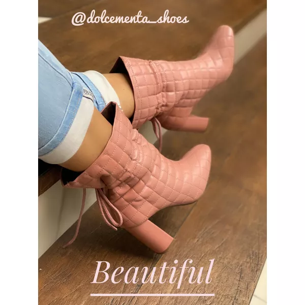 Bota rosa matelassê salto - Dolce & Menta