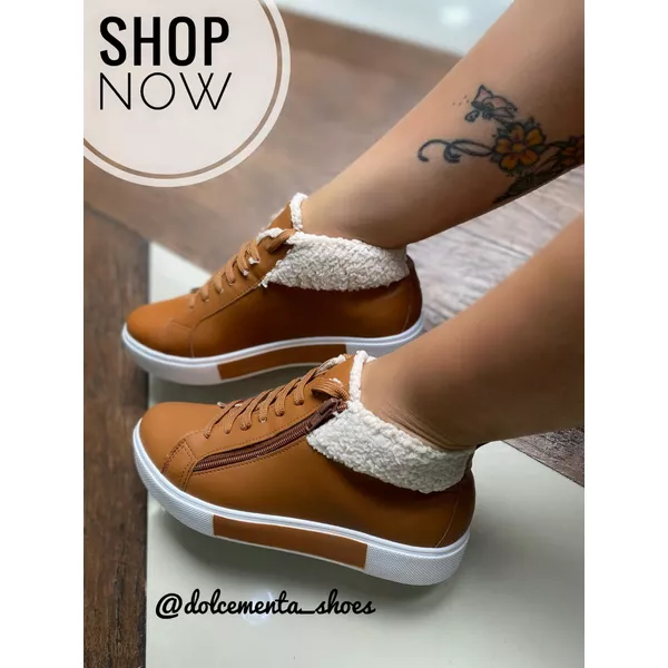 Botinha tenis cadarço caramelo - Dolce & Menta