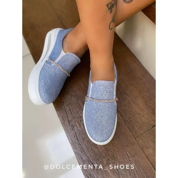 Tênis Flatform Jeans Claro Nanda - Dolce & Menta