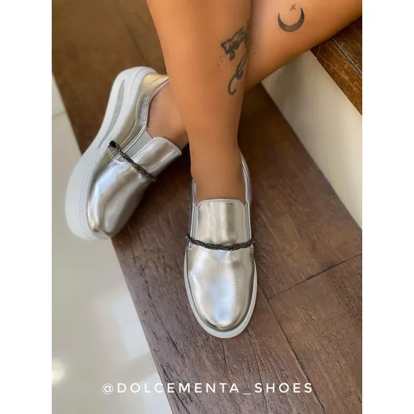 Tênis Flatform Prata Nanda - Dolce & Menta