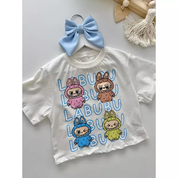 T-shirt Cropped Labubu Off White | Dondokinha Kids