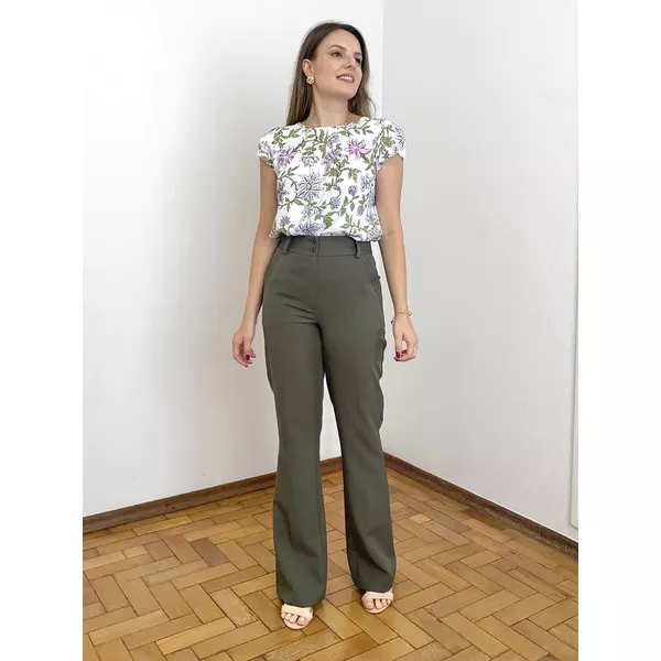 Calça Flare Alfaiataria - Verde Militar