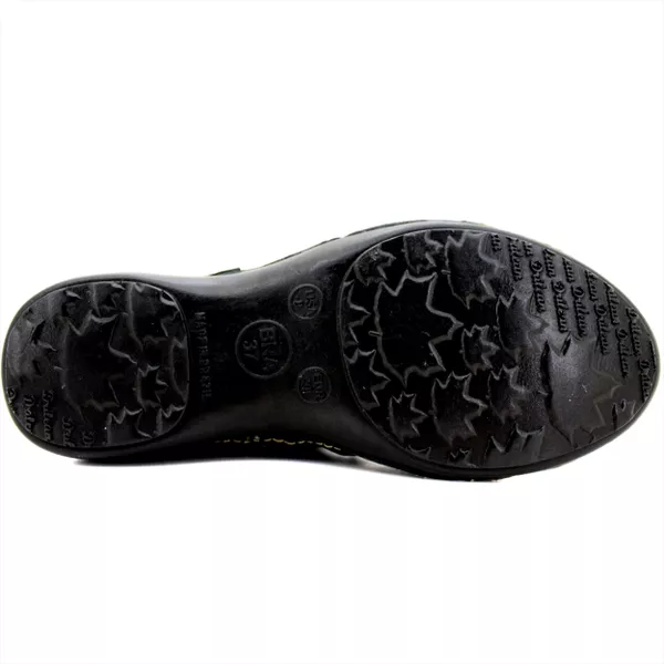 Tênis Alívio Feminino em Couro Legítimo e Palmilha Gel - Preto - Sola Preta (AL009)