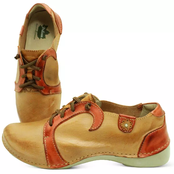 Tênis AL 027 Laranja-Coral 100% couro com palmilha... - Drilean