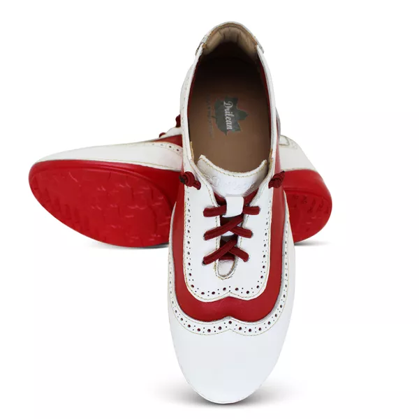 Tênis feminino AL 033 branco e vermelho em couro legítimo com