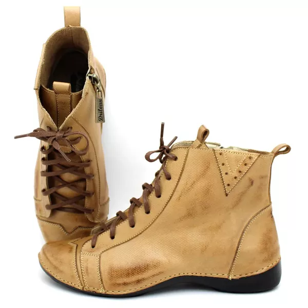 Bota Ortopédica de Couro Legítimo Caramelo - Palmi... - Drilean