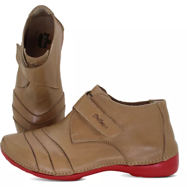 Bota Feminina Ortopédica de Couro Legítimo e Palmilha Gel - Caramelo (AL 041)
