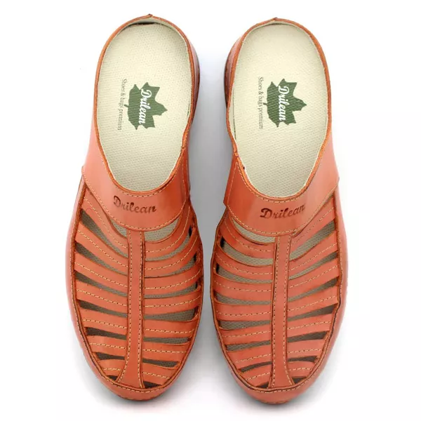 Mule Ortopédico Couro Legítimo com Palmilhas em Gel - Coral | Drilean