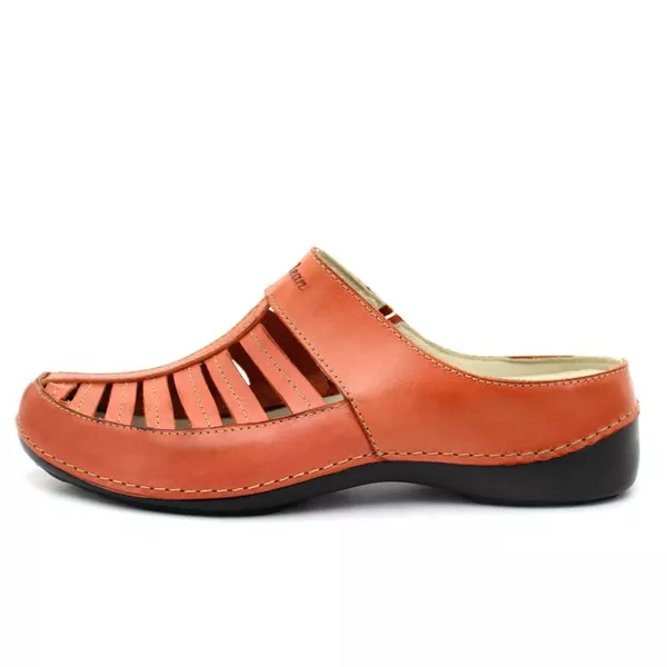 Mule Ortopédico Couro Legítimo com Palmilhas em Gel - Coral | Drilean