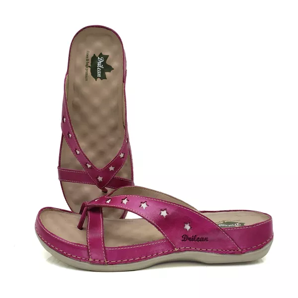 Sandália Feminina Ortopédica de Couro Legítimo e Palmilha Gel - Pink (BE 011)