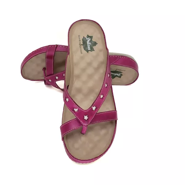 Sandália Feminina Ortopédica de Couro Legítimo e Palmilha Gel - Pink (BE 011)