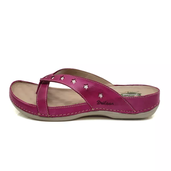 Sandália Feminina Ortopédica de Couro Legítimo e Palmilha Gel - Pink (BE 011)