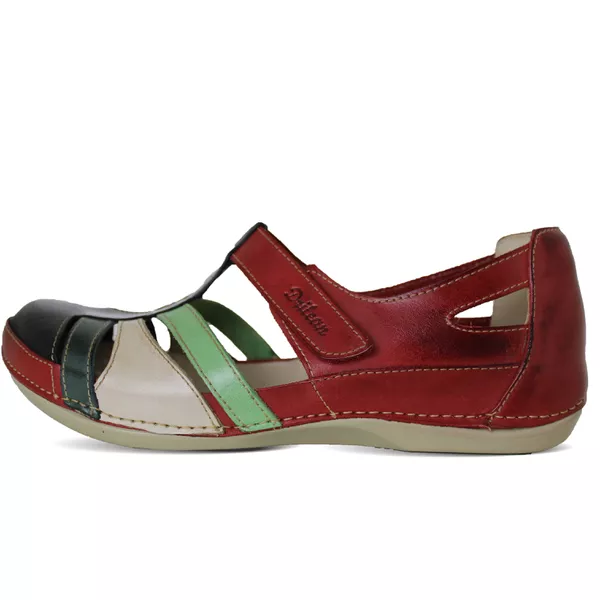 Sandália Feminina Ortopédica de Couro Legítimo e Palmilha Gel - Vermelho (BE 012)