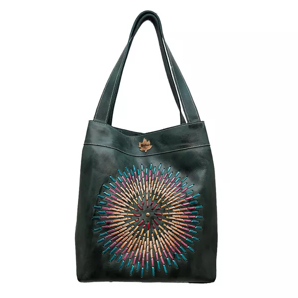 Bolsa BG 001 MANDALA VERDE 100% em couro - BG001-0... - Drilean