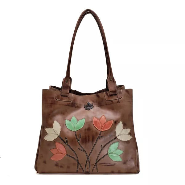 Bolsa BG 002 FLOR Castanho 100% em couro - BG002-0... - Drilean