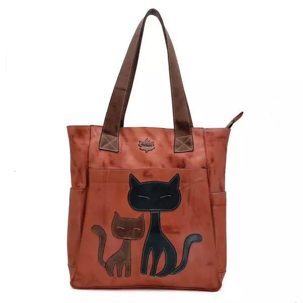Bolsa BG 004 Coral-Castanho 100% em couro - BG004-... - Drilean