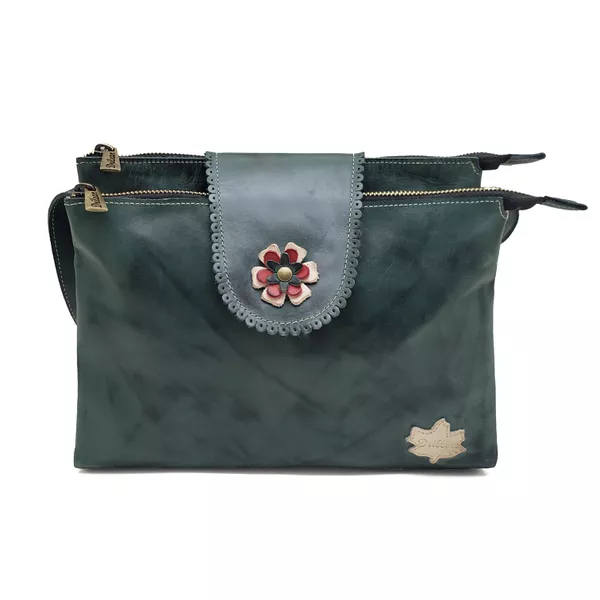 Bolsa BP 006 Verde-Off White 100% em couro - BP006... - Drilean