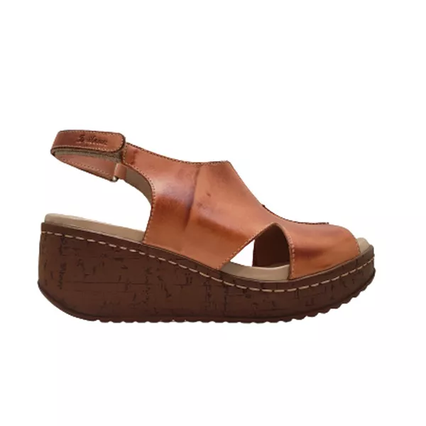 Sandália Anabela Feminina de Couro Legítimo e Palmilha Gel - Laranja - 35 (NI006) OUTLET