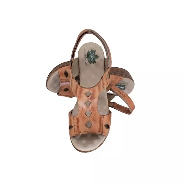 Sandália Anabela Feminina de Couro Legítimo e Palmilha Gel - Laranja - 36 (NI008) OUTLET
