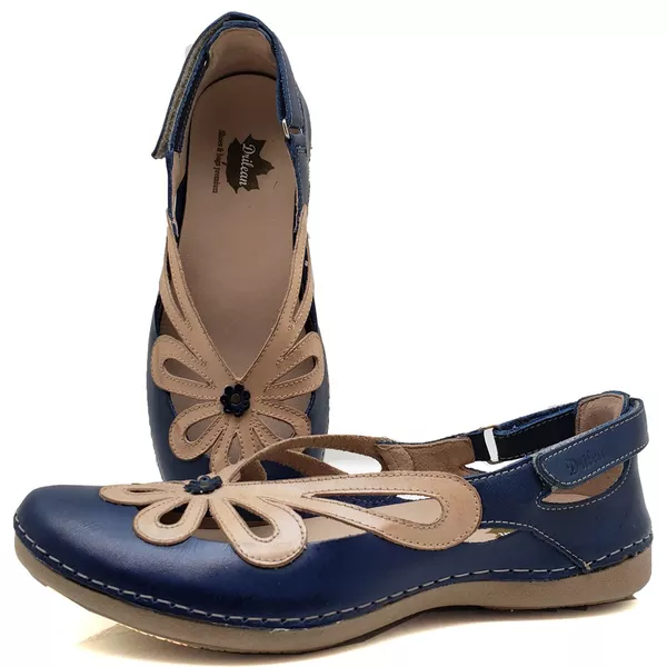 Sapatilha CR 004 AZUL 100% em couro com palmilha e... - Drilean