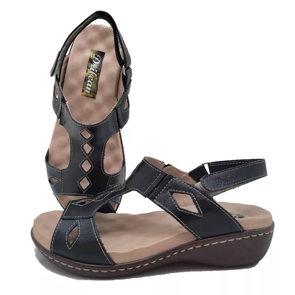 Sandália Feminina de Couro Legítimo e Palmilha Gel - Preto (MA 008)