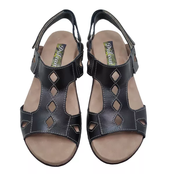 Sandália Feminina de Couro Legítimo e Palmilha Gel - Preto (MA 008)