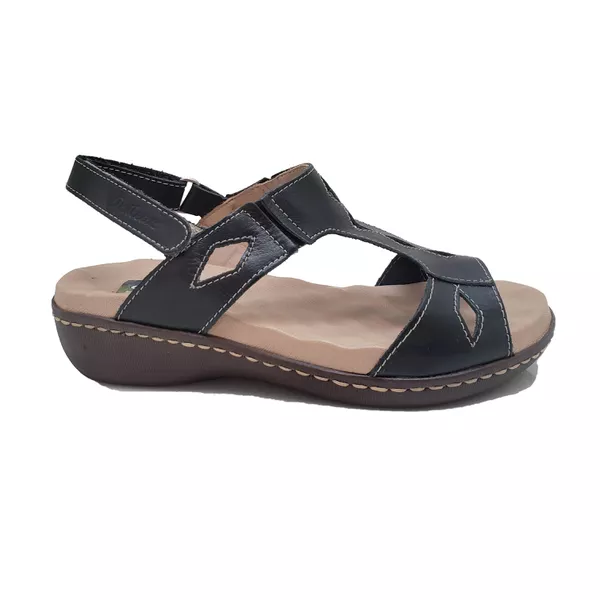 Sandália Feminina de Couro Legítimo e Palmilha Gel - Preto (MA 008)