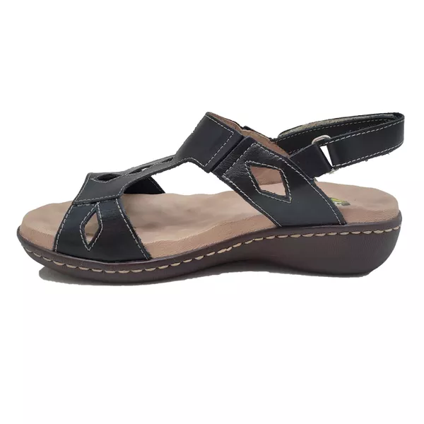 Sandália Feminina de Couro Legítimo e Palmilha Gel - Preto (MA 008)