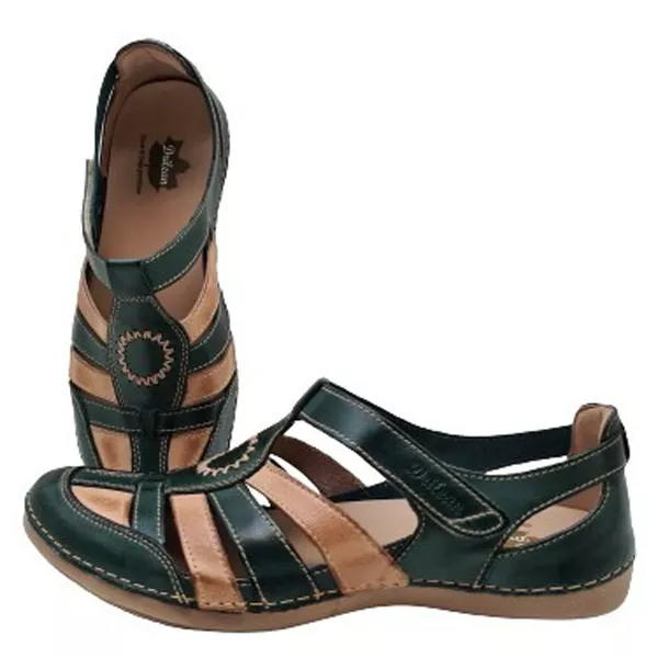 Sapatilha CR 010 VERDE-CARAMELO 100% em couro com ... - Drilean