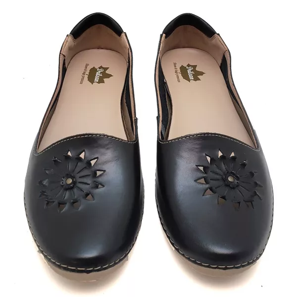 Sapatilha Drilean em couro com palmilha em Gel CR 007 PRETO
