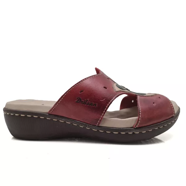 Sandália Feminina Anatômica de Couro Legítimo e Palmilha Gel - Vermelho (MA 020)
