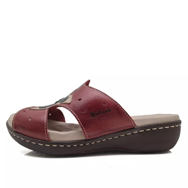 Sandália Feminina Anatômica de Couro Legítimo e Palmilha Gel - Vermelho (MA 020)